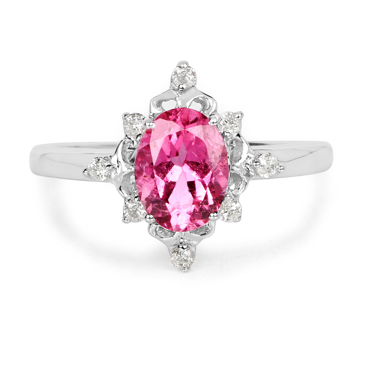 10K White Gold Tourmaline and Diamond Ladies Ring