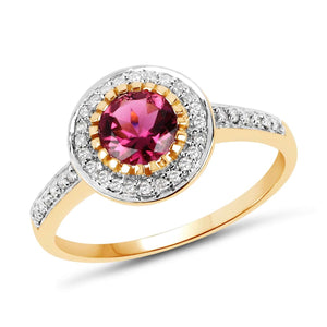 10K Yellow Gold Pink Tourmaline and Diamond Ring