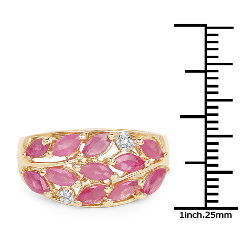 14K Yellow Gold Plated Ruby & White Topaz Ring
