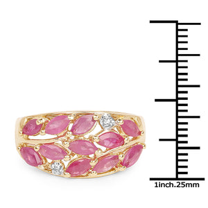14K Yellow Gold Plated Ruby & White Topaz Ring