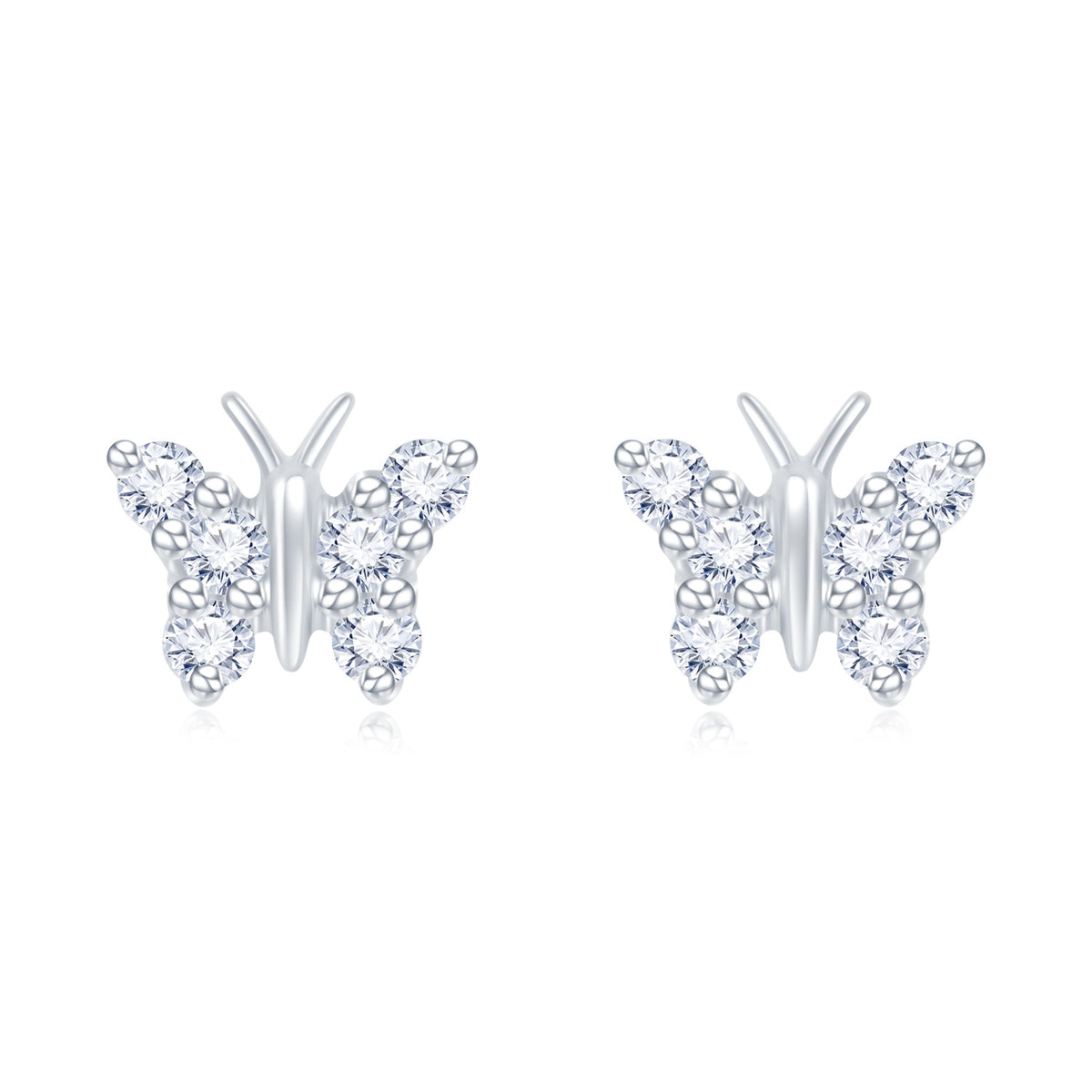 18K White Gold Butterfly Diamond Earrings