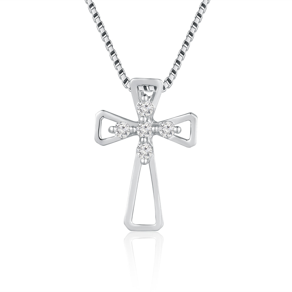18K White Gold Diamond Cross Pendant