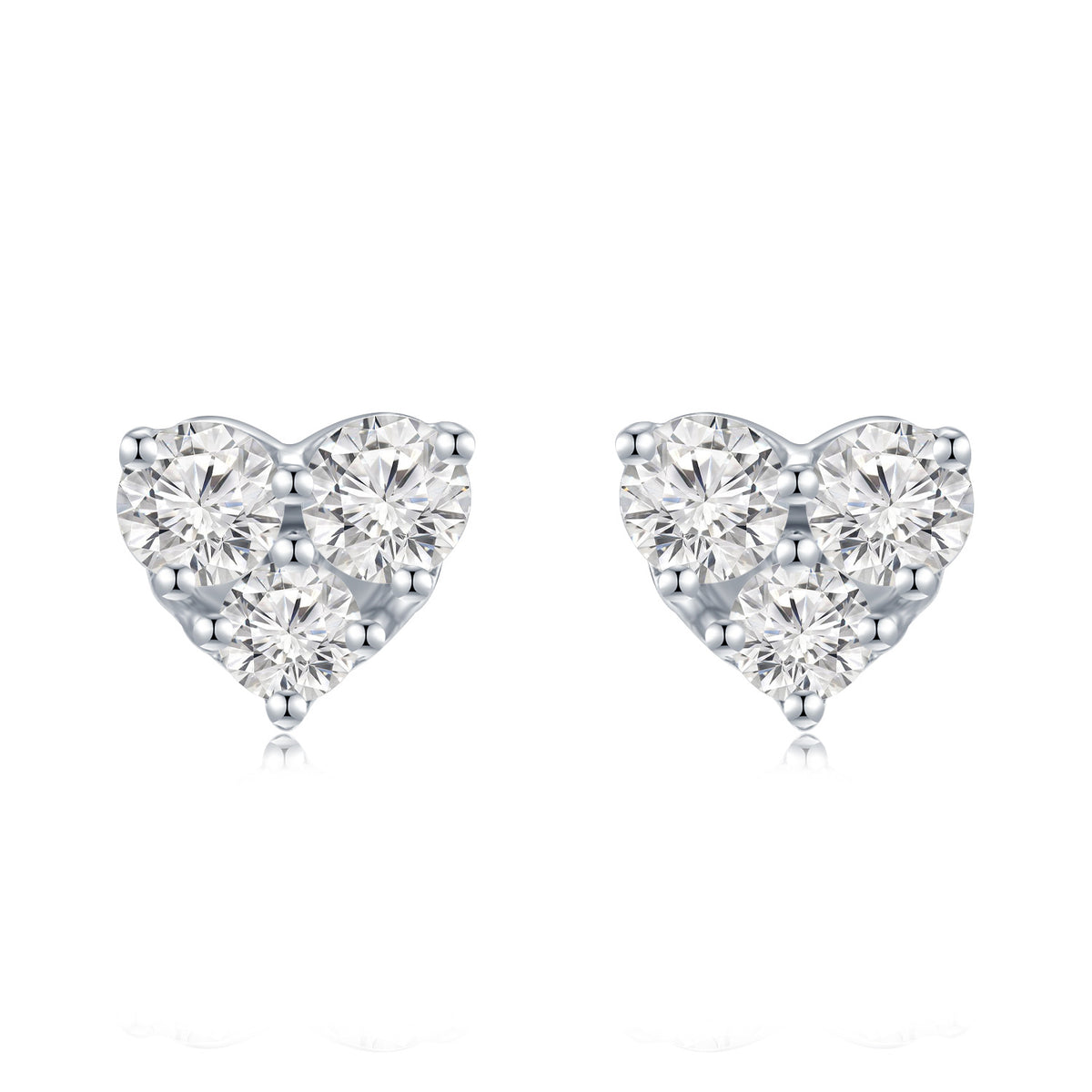 18K White Gold Diamond Heart Earrings