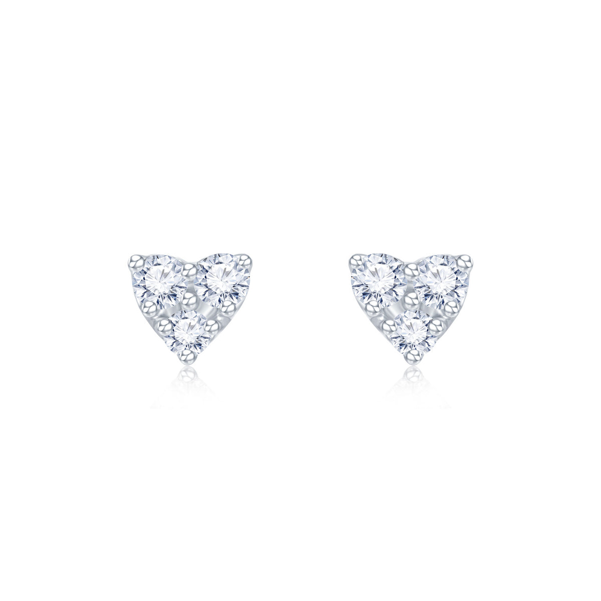 18K White Gold Diamond Heart Earrings