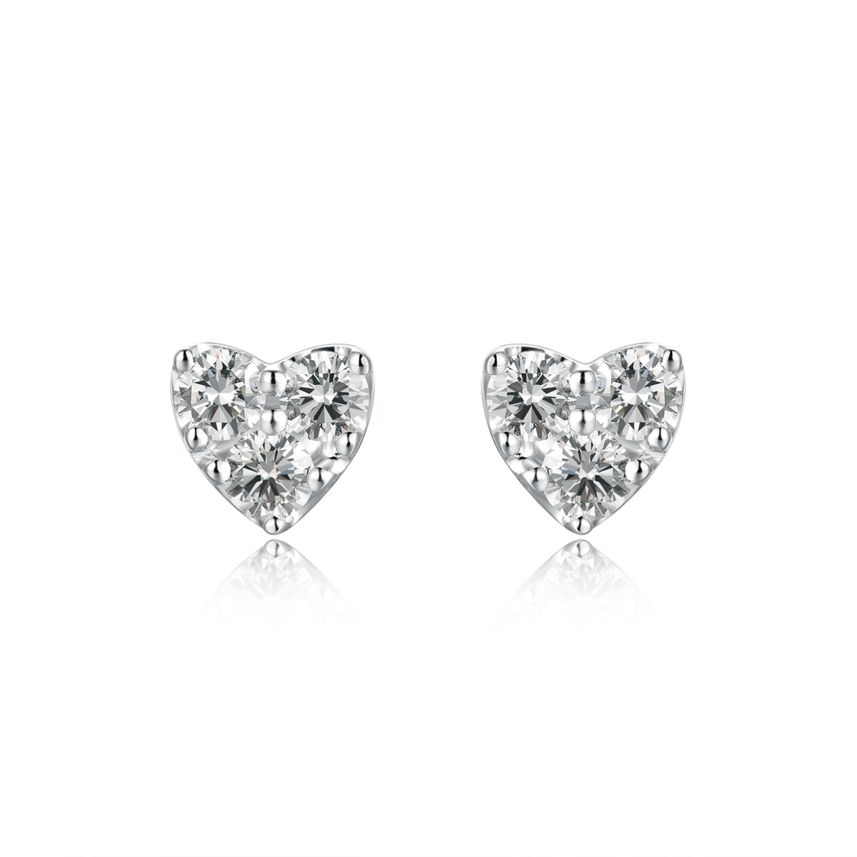 18K White Gold Heart Diamond Earrings