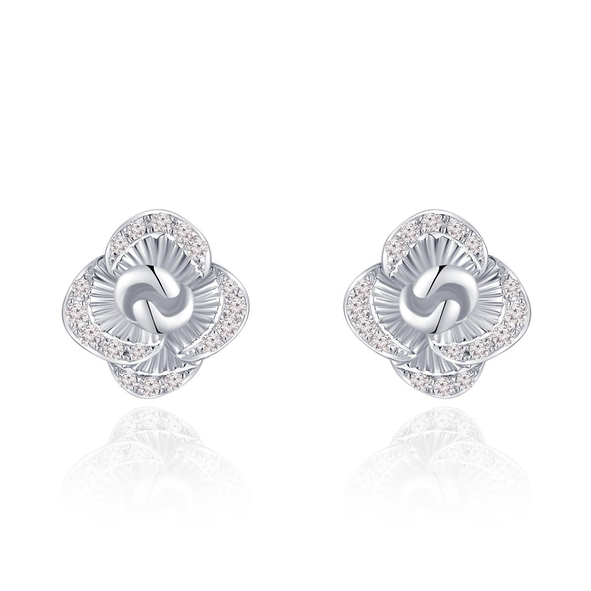 18K White Gold Diamond Cut Diamond Earrings