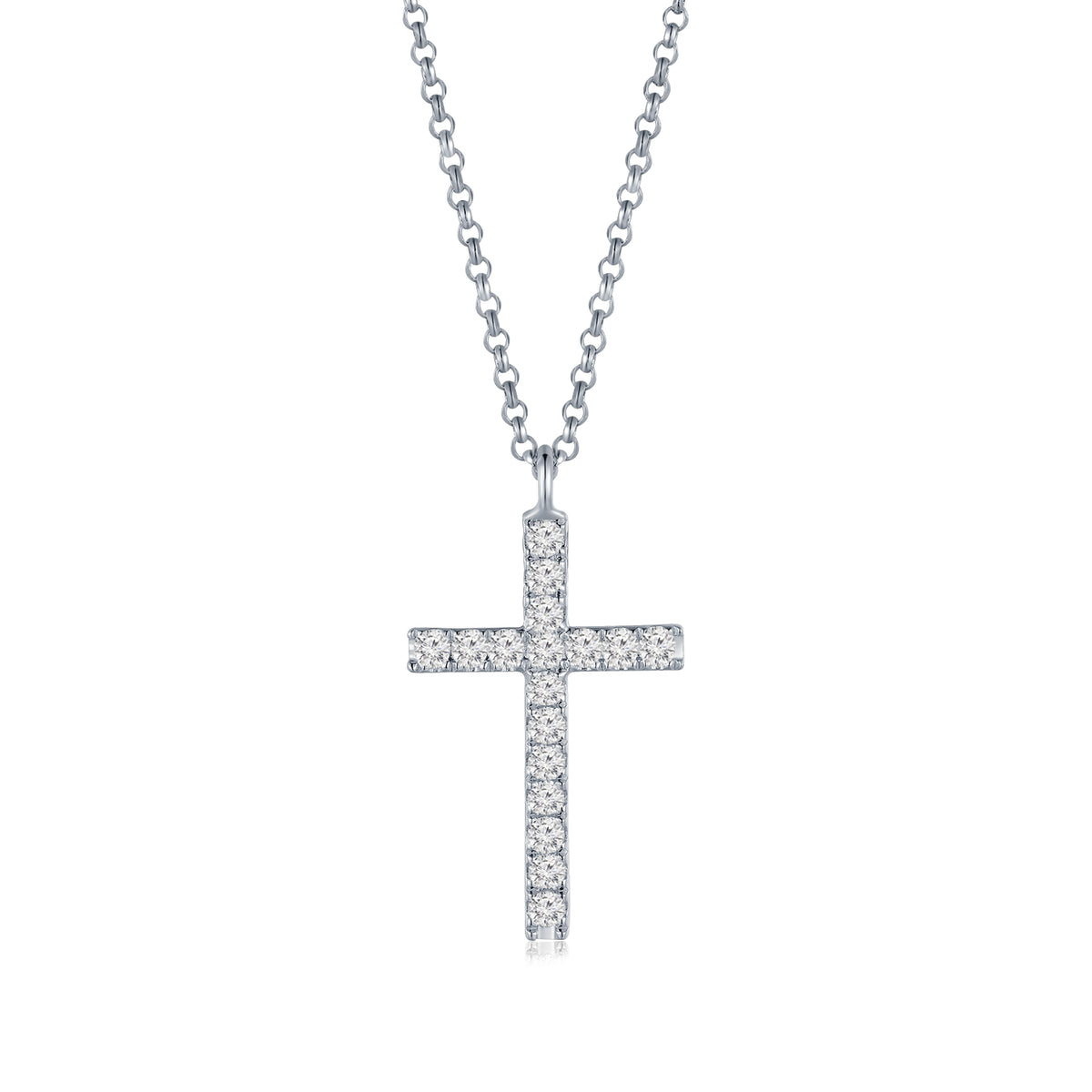 18K White Gold Diamond Cross Pendant