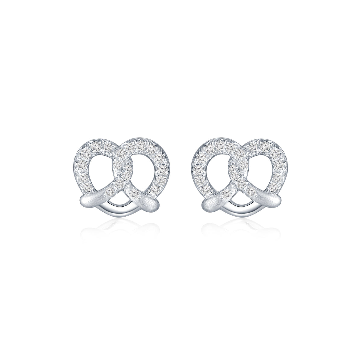 18K White Gold Diamond Pretzel Earrings