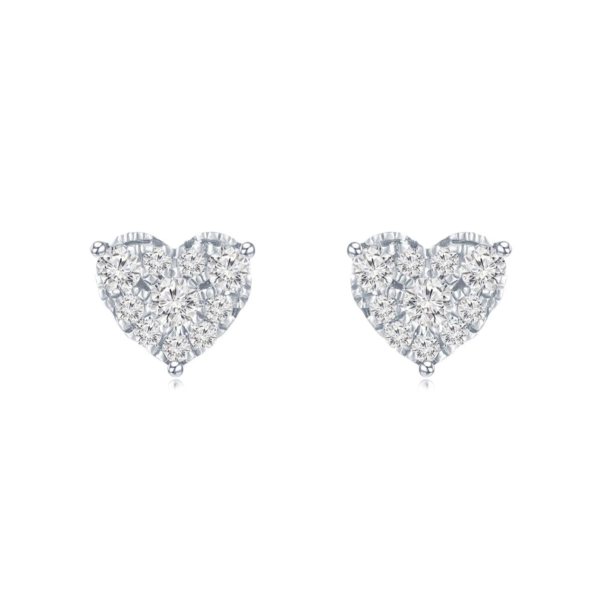 18K White Gold Heart Diamond Earrings