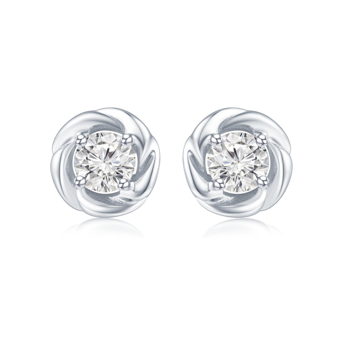 18K White Gold Solitaire Diamond Earrings
