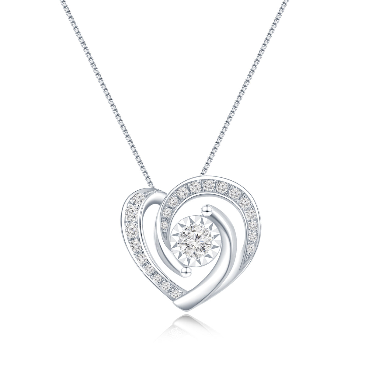 18K White Gold Heart Design Diamond Pendant