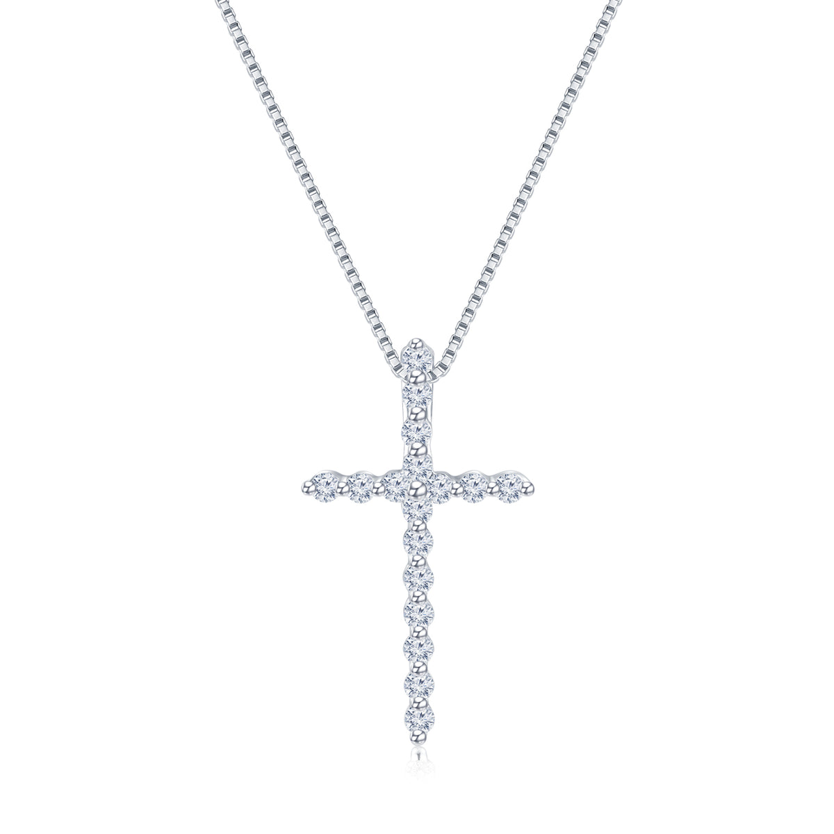 18K White Gold Diamond Cross Pendant