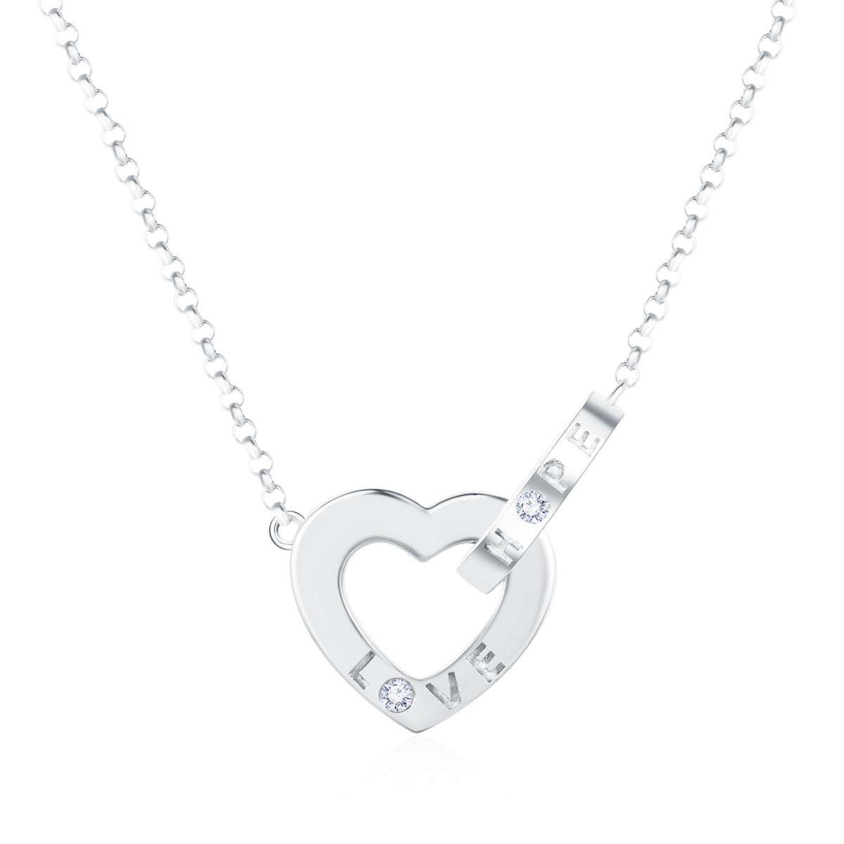 18K White Gold Love Necklace