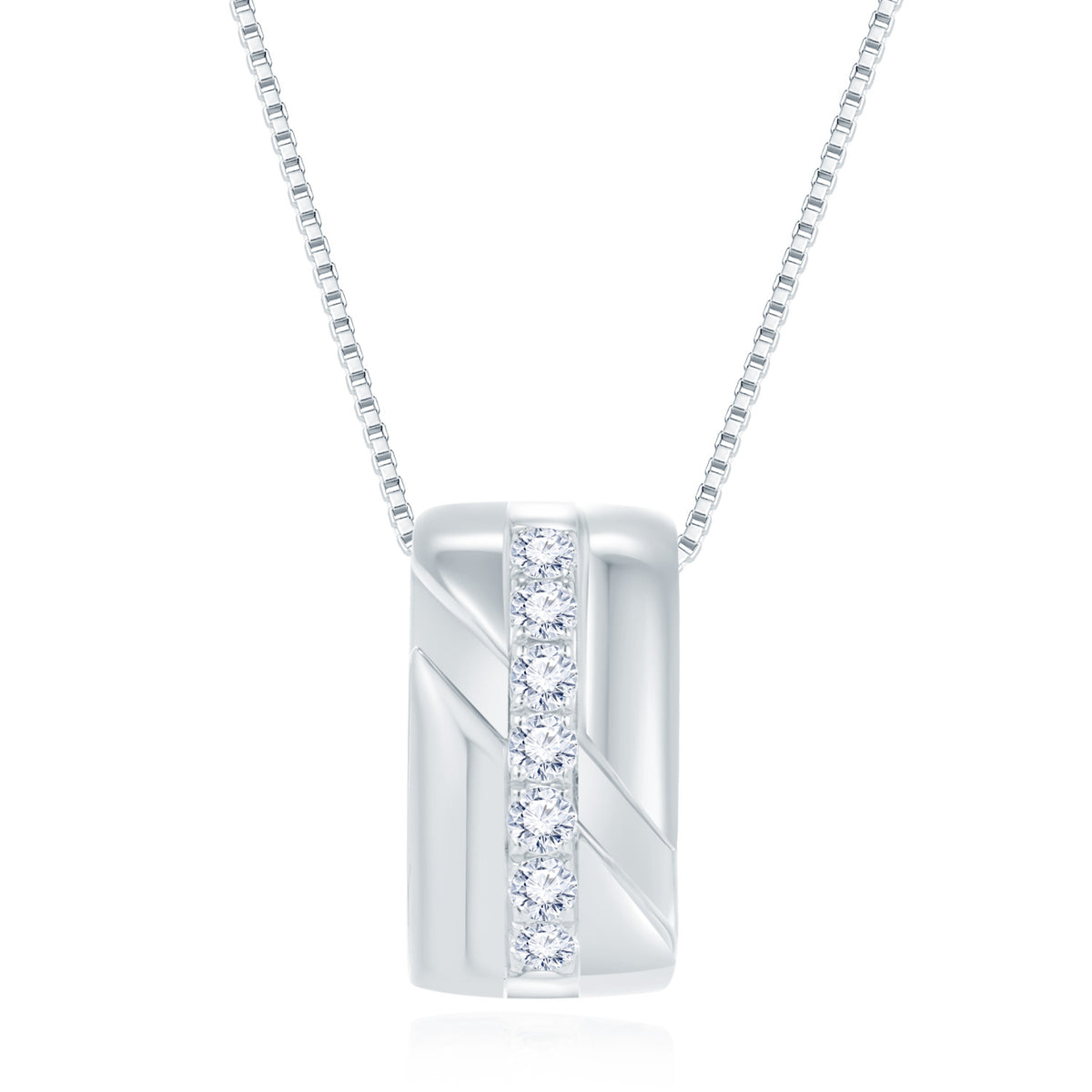 18K White Gold Rollo Design Diamond Pendant