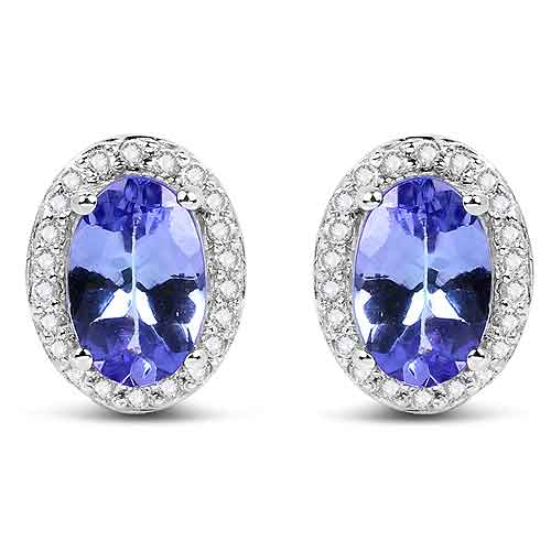 14KW Natural Tanzanite and Diamond Earrings