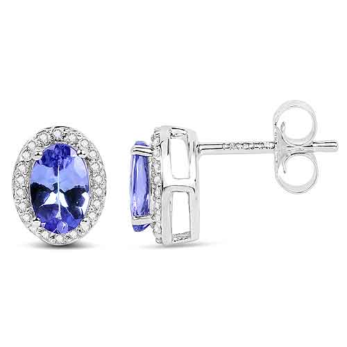 14KW Natural Tanzanite and Diamond Earrings