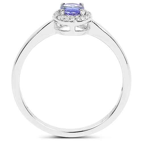 14K White Gold Tanzanite and Diamond Ladies Ring