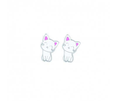 Tiny Treasures Sterling Silver cute kitty childrens stud TTSE36